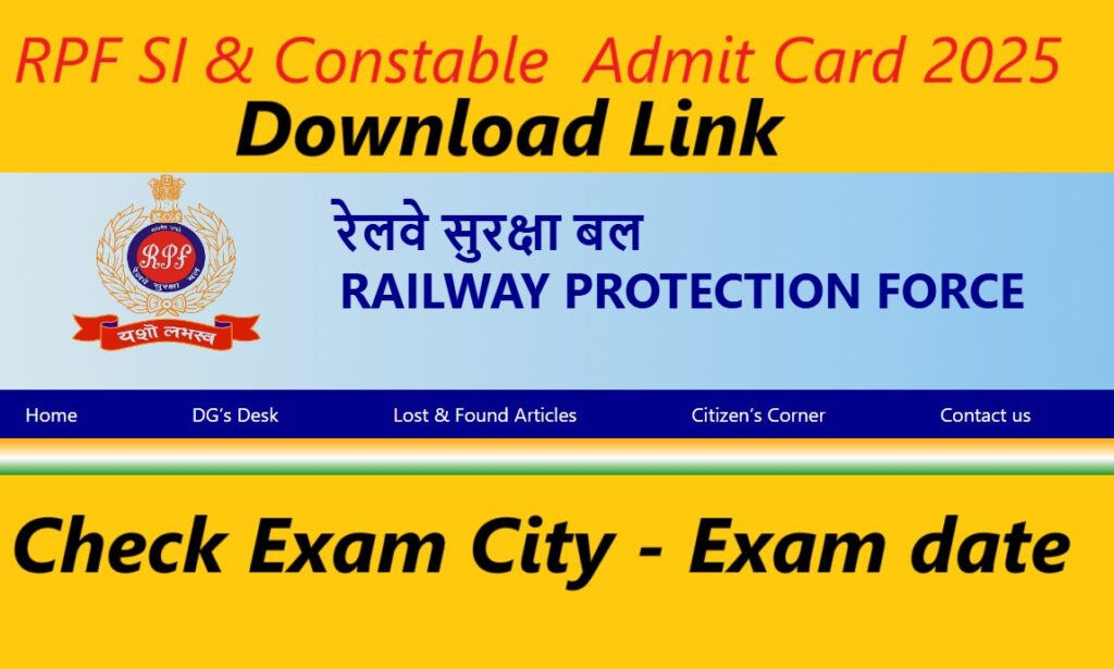 RPF SI Admit Card 2024