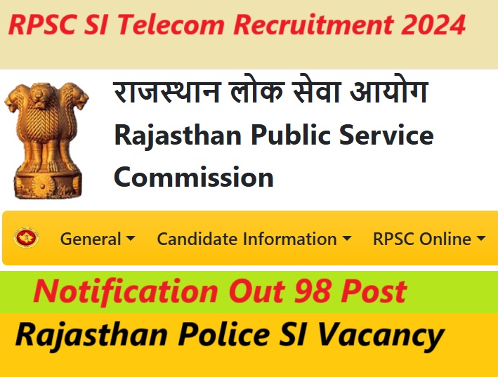 RPSC SI Telecom Recruitment 2024 