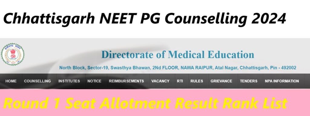 Chhattisgarh NEET PG Counselling 2024 