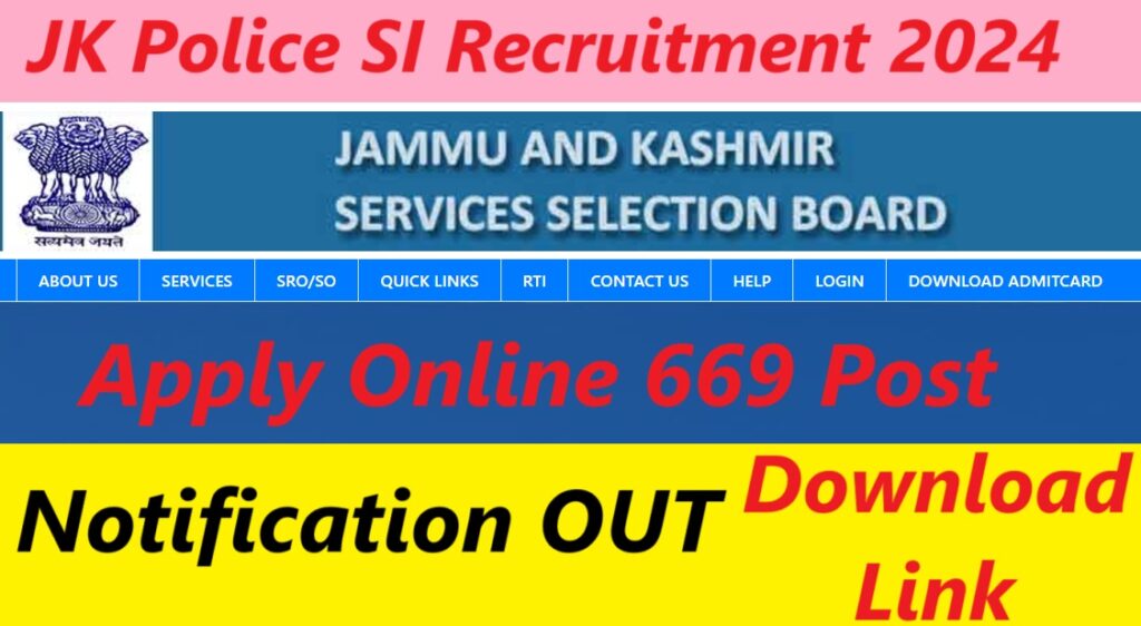 JK Police SI Recruitment 2024 